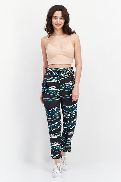 G-STAR RAW Women Regular Fit Camouflage Print Straight Pant, Green