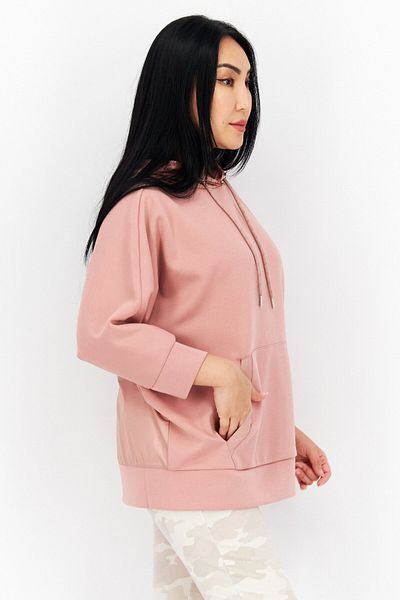 comma Women Hooded Long Sleeve Plain Sweatshirt, Blush