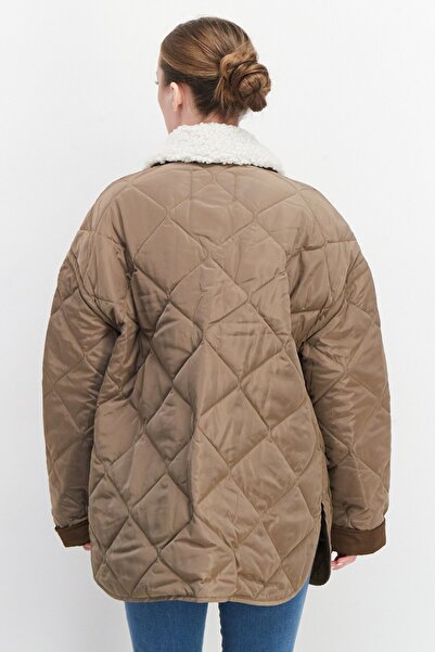 Bcbgeneration Women Long Sleeves Plain Puffer Jacket, Khaki