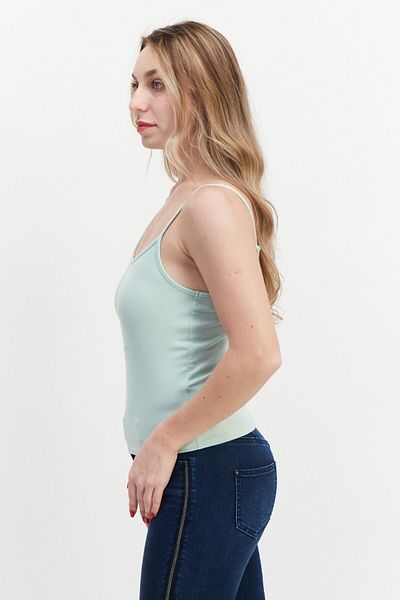 AMERICAN EAGLE Women Scoop Neck Sleeveless Ribbed Tank Top, Mint