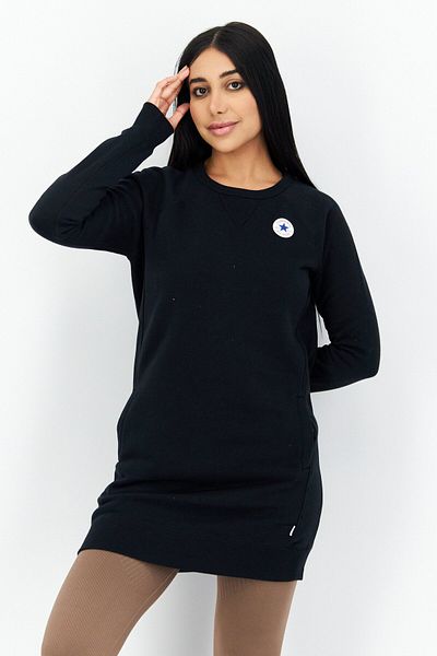 converse Women Crew Neck Brand Logo Sweatshirt, Black Combo