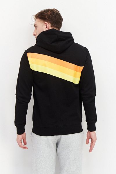 DIFUZED Men Hooded Embroidered Long Sleeves Sweatshirt, Black