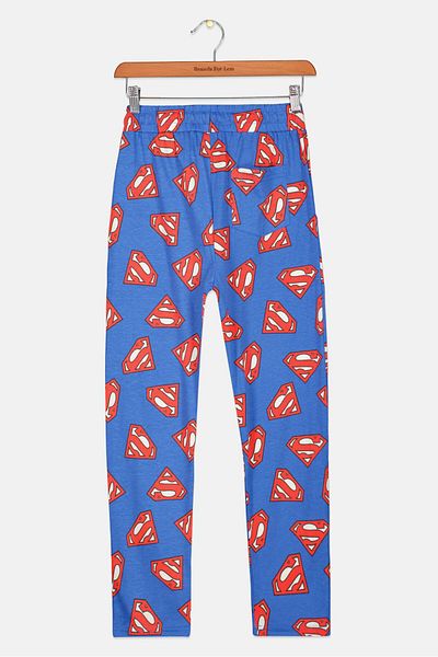 Superman Kids Boy Drawstring All Over Printed Pajama Pant, Red