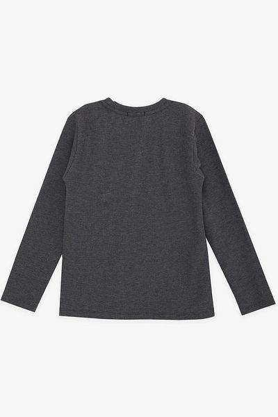 Breeze Tricou cu mânecă lungă pentru fete și băieți, cu cremă, 8-14 ani, culoare gri închis
