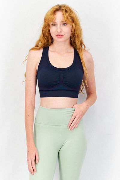 adidas Women Textured Padded Sports Bra, Blue