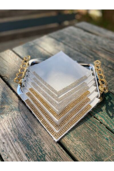 BÜŞRA Kahve sunum taşlı pecete 6 lı