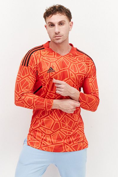 adidas Men Sportswear Fit Allover Print Long Sleeves Sweatshirts, Red Combo