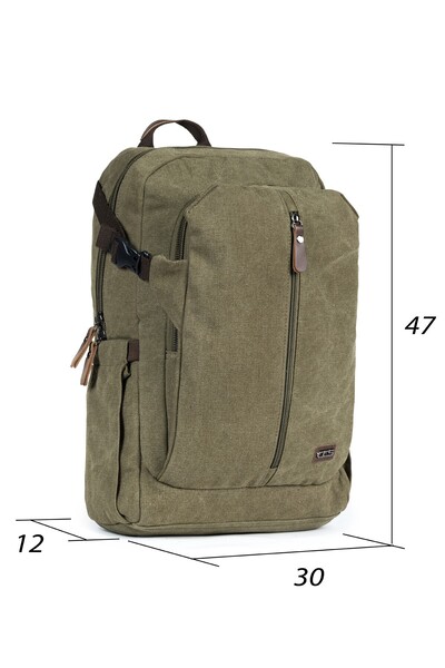 Necati Çanta Хакі колір 15,6 дюймовий ноутбук - роздільний та багатосекційний полотняний рюкзак