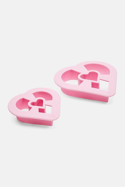 iBiLi 2 Piece Heart Doughnut Cutters Set, Pink