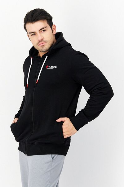 DIFUZED Men Hooded Neck Graphic Print Long Sleeves Sweatshirt, Black Combo