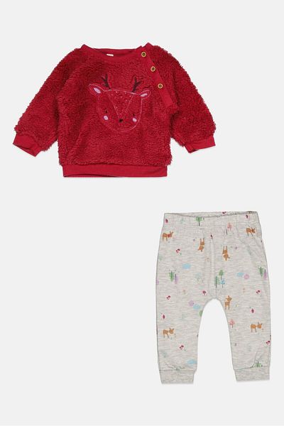 RENE ROFE Toddlers Girl 2 Pc Embroidered Sweatshirt With Jogger Pants, Pink