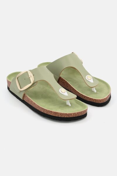 XOXO Women Slip On Cork Sandals, Olive