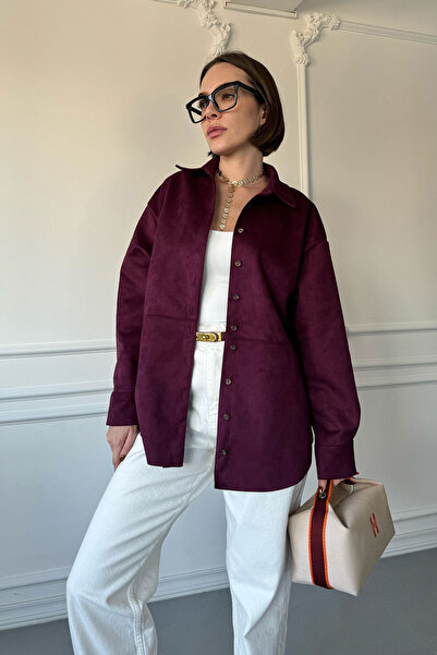 MAGARDE Burgundy Suede Piece Shirt
