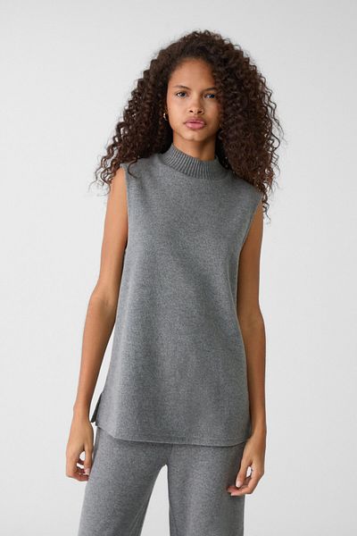 Stradivarius Knit T-shirt with raised neck
