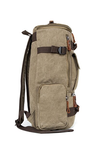 Necati Çanta Campers' Indispensable: Multi-Compartment, Laptop Compartment Canvas Fabric Camping Bag" Khaki