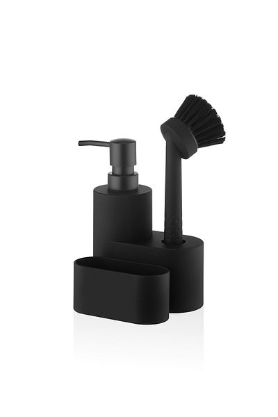 The Mia Black Round Liquid Soap Dispenser Set