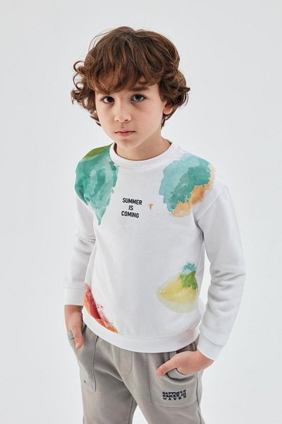 Nebbati Bg Store Boy White Sweatshirt 23Pssnb3408