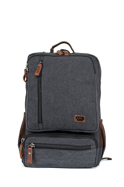Necati Çanta Black 17 Inch Waterproof Canvas Backpack