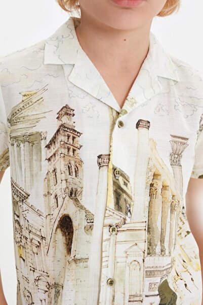 Nebbati Bg Store Boy Patterned Shirt 23ss0nb3602