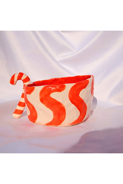 Lily & Loly Ceramics New Year's Series "lollipop" Xl Mug - Mug with Red Candy - Handmade Ceramic Mug 200 Ml