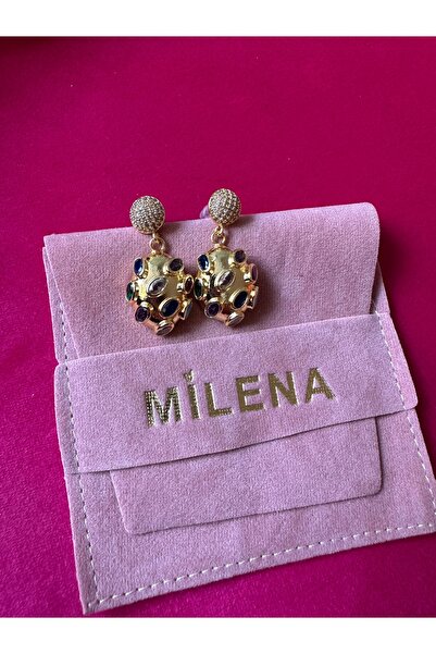 Milena Designer Store أقراط ميلينا اسطنبول المتدلية من الحجر الطبيعي