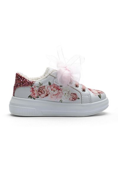 Baby DS Tenis cu flori alb