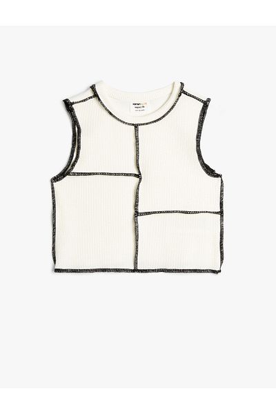 Koton Kurzes Tanktop mit Ziernähten, ärmellos