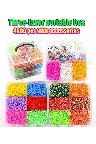 Choice ٤٥٠٠ قطعة من أربطة النول، علبة تحتوي على ١٥٠٠٠/٤٥٠٠ قطعة + أربطة نول، ألوان متعددة، لصنع أساور منسوجة للأطفال