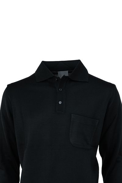 Oppland Pulover țesut din lână cu mânecă lungă, guler polo, model clasic, buzunar, croiala confortabilă, model complet