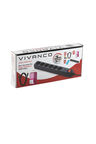 Vivanco 33333 Tv Set 3 In 1 Akım Korumalı 6lı Priz + Hdmı Kablo + Ekran Temizleyici