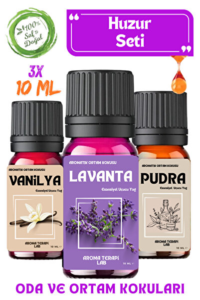 Aroma Terapi Lab Huzur Seti 3 Adet - Saf Esansiyel Yağ - Oda Ve Ortam Kokusu ...