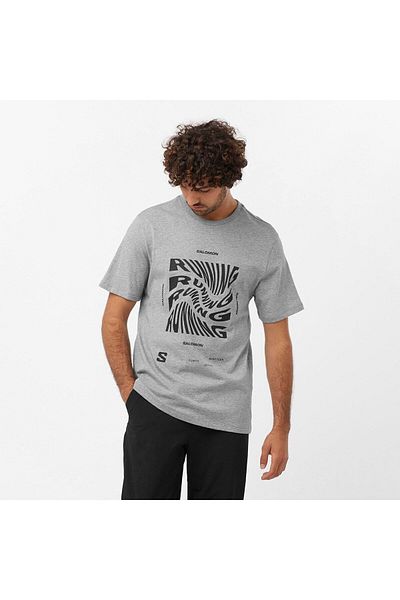 Salomon Runnıng Graphic Ss Tee M Heather Grey Running T-shirt Lc2219000