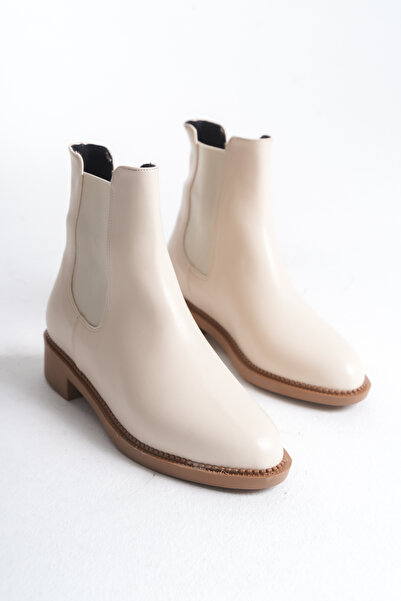 marinarosse Kadın Vanessa Bej Cilt Lastik Detaylı Kısa Bilek Bot