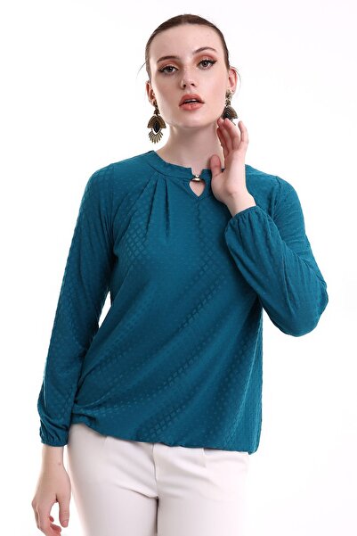 Şiir Kadoma γυναικεία βενζινοκίνητη πλισέ γιακά αξεσουάρ Πλεκτή ζακάρ χτενισμένη βαμβακερή μακρυμάνικη μπλούζα & μπλούζα Hijab