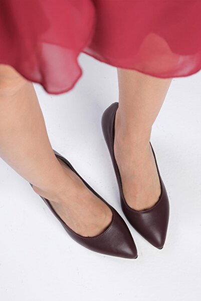 Mio Gusto Elora Genuine Leather Burgundy Color Women's Stiletto Shoes