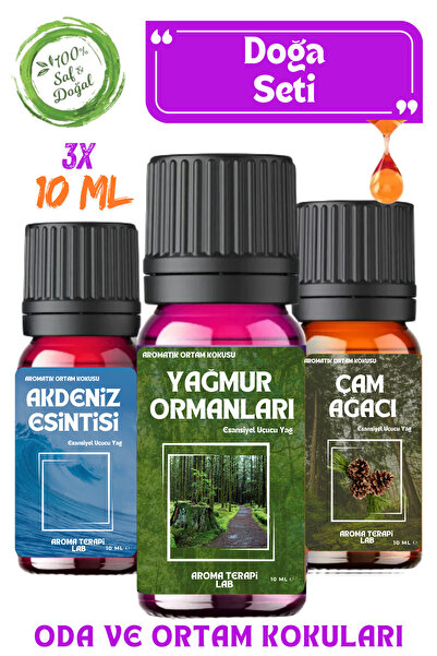 Aroma Terapi Lab Doğa Serisi 3 Adet - Saf Esansiyel Yağ - Oda Ve Ortam Kokusu...