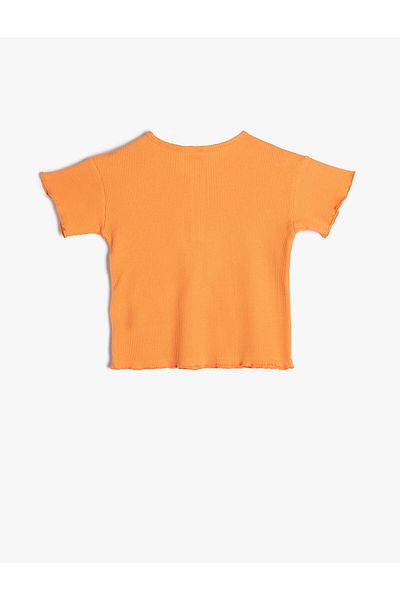 Koton T-Shirt with Snap Button Detail Round Neck Short Sleeve