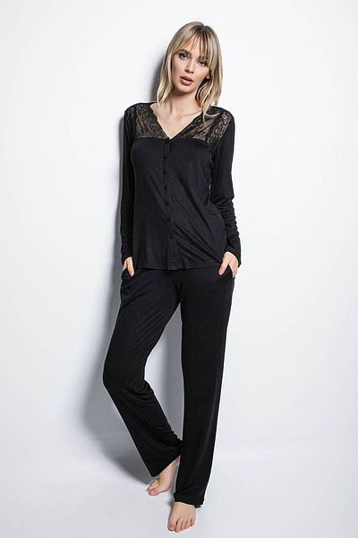 MONAMİSE Set de pijamale cu mânecă lungă Monamise 18426 - negru