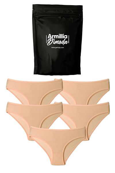 ARMİLLİA DİMODA Chiloți de bikini zilnici pentru femei, din bumbac pieptănat, țesătură flexibilă, în pachet premium