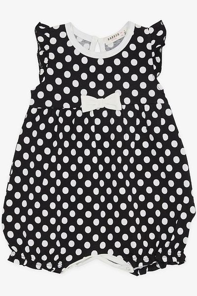 Breeze Baby Girl Short Jumpsuit Polka Dot Bow 4 Months-1.5 Years, Black