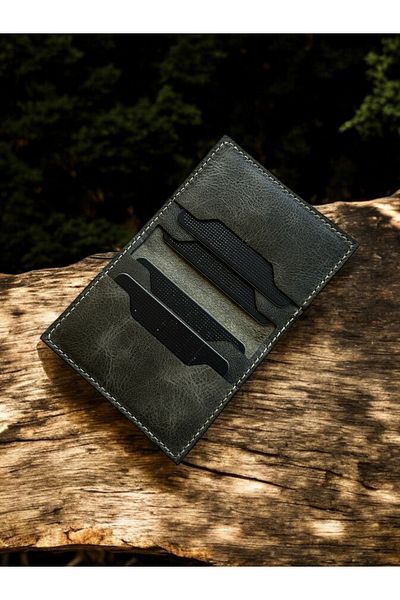 Kalkan deri King Model Handmade Γνήσιο Δερμάτινο Πορτοφόλι - 10x7,5 cm Μινιμαλιστικό και κομψό σχέδιο