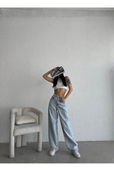 TSSHOP COLLECTİON Kar Yıkama Baggy Palazzo Kot Pantolon