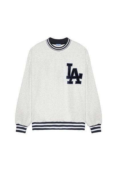 Quzu Gray Oversize Sweatshirt - Printed and Piping Detail