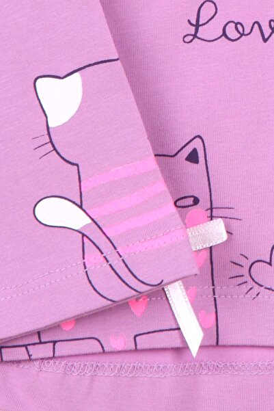 Breeze Girl's Tights Suit with Cat Pattern, Age 1.5-5, Purple