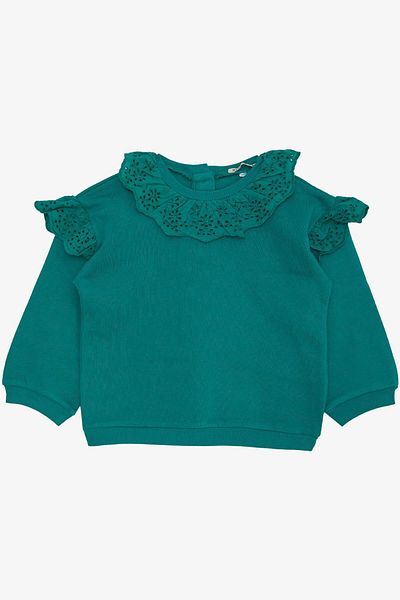 Breeze Baby Girl Sweatshirt Laced Buttoned on the Back 9 Months-3 Years, Green