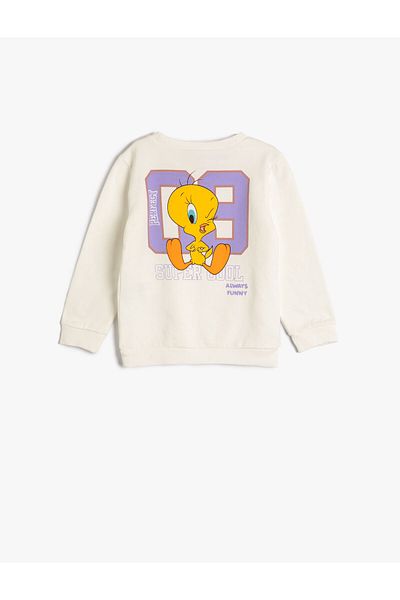 Koton Tweety Sweatshirt Licensed Long Sleeve Crew Neck Raised Cotton