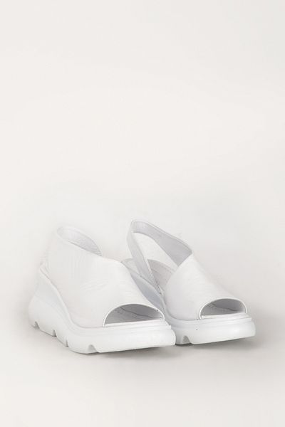 Dericlub Sandale confortabile pentru femei - Talpă cu pană, cu bretele, piele naturală Zy 7712 Alb