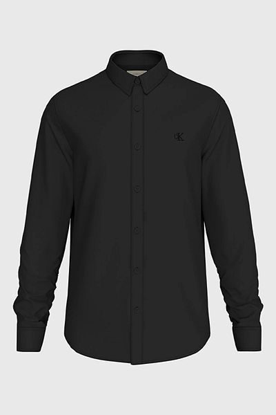 Calvin Klein Black Men'sSlimFit Cotton Shirt - Stand Collar and Daily Use