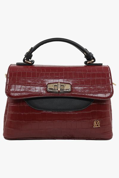 SOSELA 67-7155 Adela Crocodile Claret Red Women's Crossbody Bag