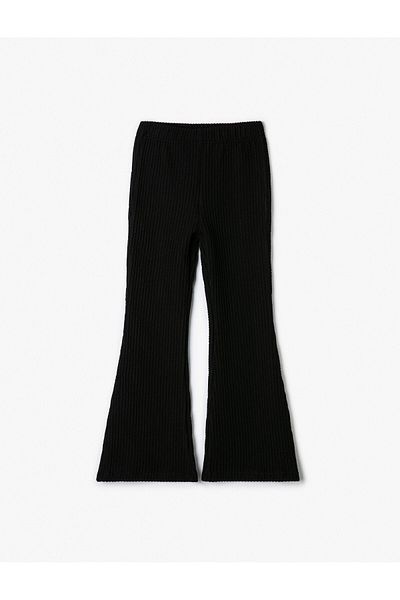 Koton Flared Leg Trousers Ribbed Elastic Waist